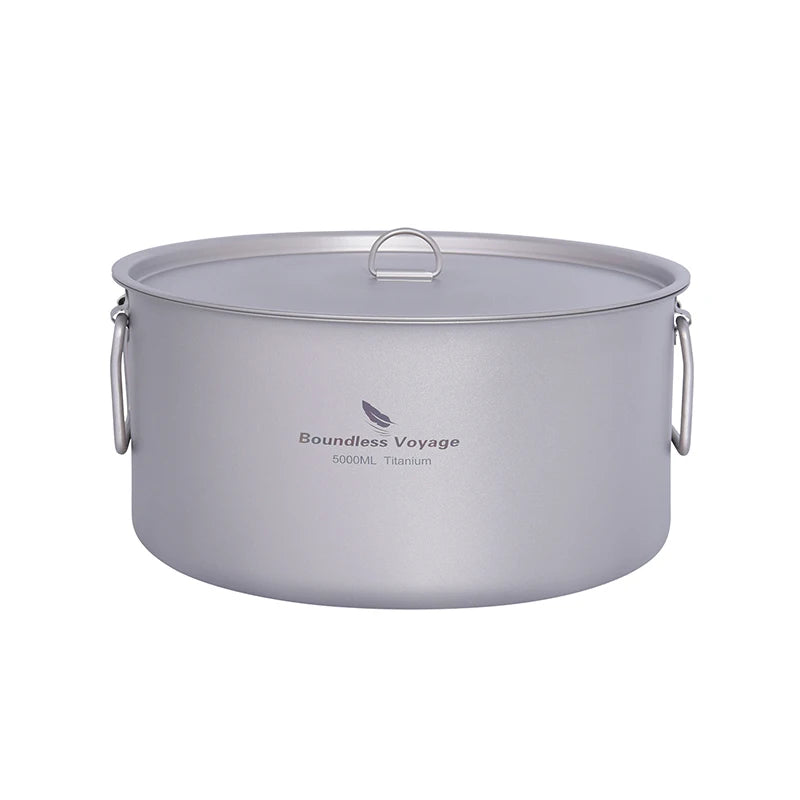 Load image into Gallery viewer, Titanium 5L Camping Stockpot | Large Capacity Outdoor Cookware | Hiking Picnic Soup Pot
