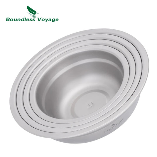 Titanium Camping Plates Bowls Set | Stackable Ultralight Dinnerware | Outdoor Serving Skillet