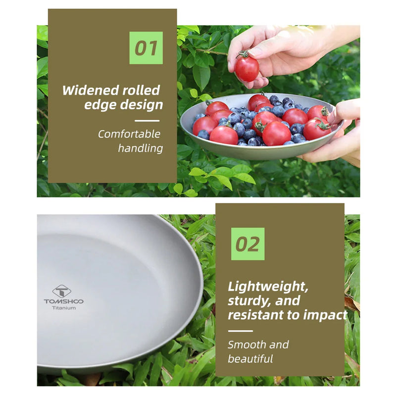 Load image into Gallery viewer, TOMSHOO Titanium Camping Plate | Outdoor Ultralight Portable Tableware Cookware
