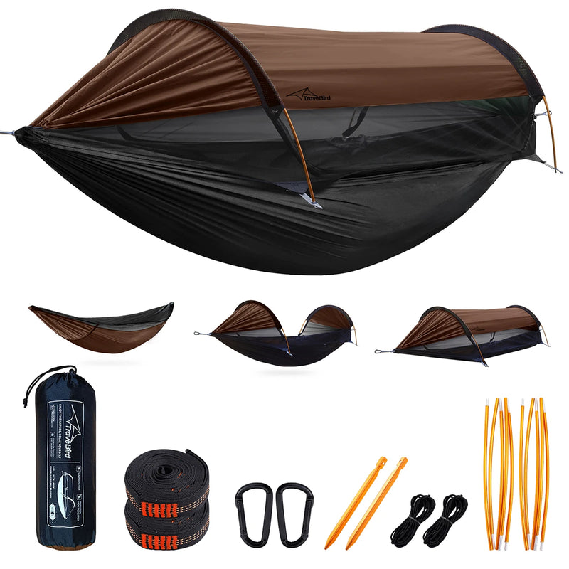 Load image into Gallery viewer, 2-Person Hammock with Net &amp; Sunshade – Lightweight Outdoor Camping Setup
