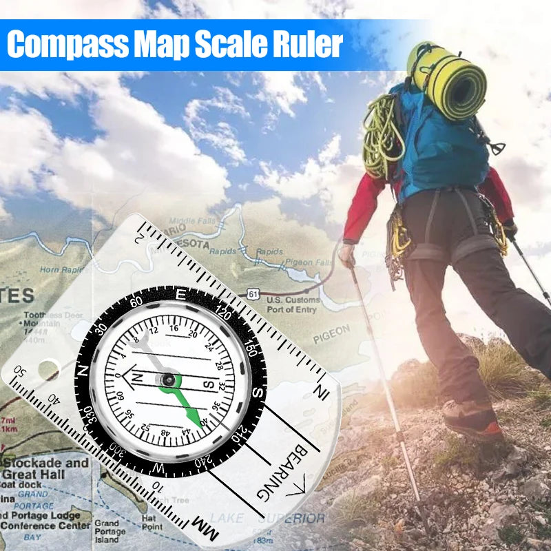 Load image into Gallery viewer, Multifunctional Outdoor Equipment Portable Compass Map Scale Ruler for Hiking Camping
