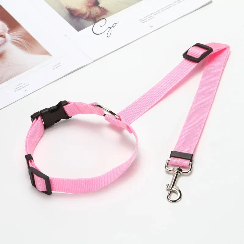 Load image into Gallery viewer, Solid Color Two-in-one Pet Car Seat Belt Nylon Lead Leash Backseat Safety Belt Adjustable Dogs Harness Collar Pet Accessories
