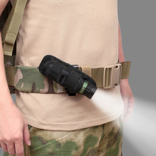 Tactical 360 Degrees Rotatable Flashlight Pouch Holster Torch Case For Belt Portable Torch Cover Holder Hunting