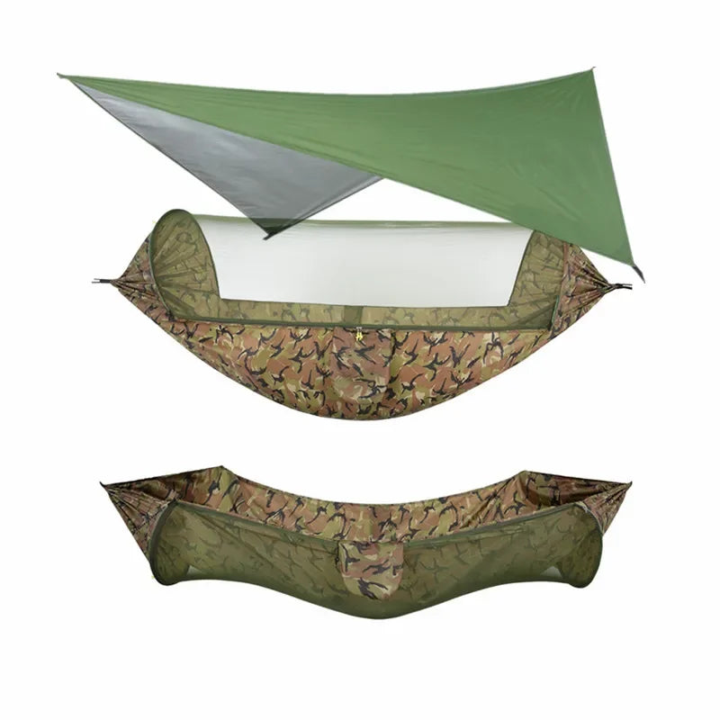 Load image into Gallery viewer, Camping Hammock with Mosquito Net and Rain Fly – 2-Person Portable Outdoor Hammock for Backpacking, Travel, Survival
