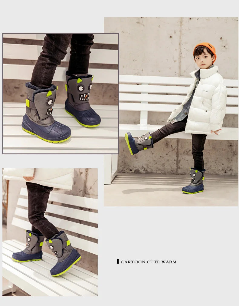 Load image into Gallery viewer, Winter Children Snow Boots Girls High-top Princess Boots Boys Anti-kick Thicken Cotton Shoes Baby Soft Waterproof Cartoon Boots
