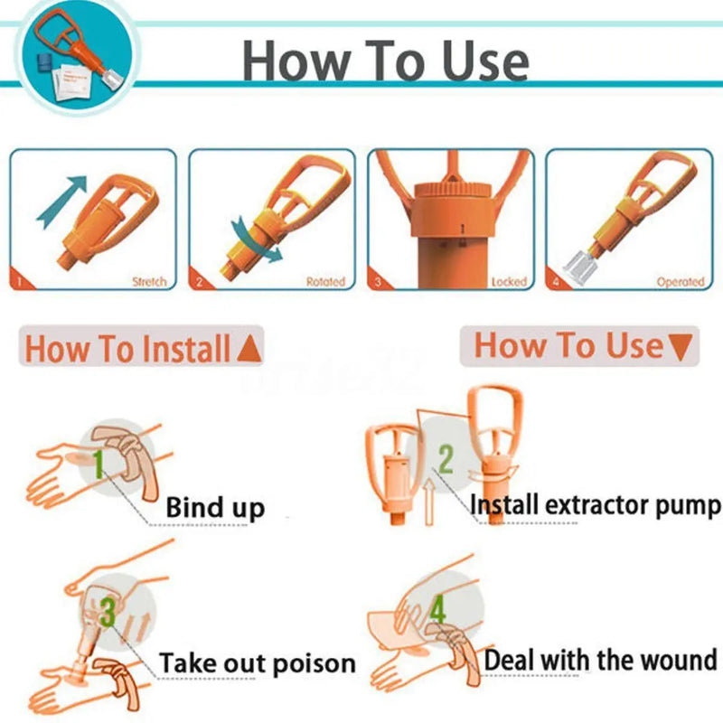 Load image into Gallery viewer, Venom Extractor Pump First Aid Safety Kit Emergency Snake Bite Outdoor Camping Survival Tool SOS
