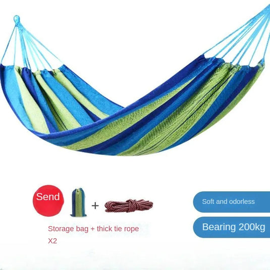 Striped Canvas Hammock – Single & Double Sizes for Outdoor & Indoor Use