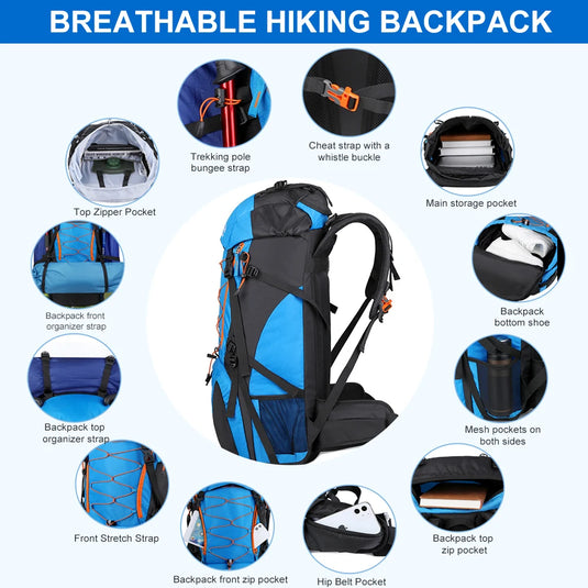 65L Waterproof Climbing Backpack | Large Capacity Hiking Pack | Camping Trekking Travel Bag