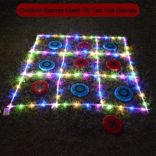 Glow-in-the-Dark Tic Tac Toe Set with Flying Discs – Family Fun That Shines After Dark