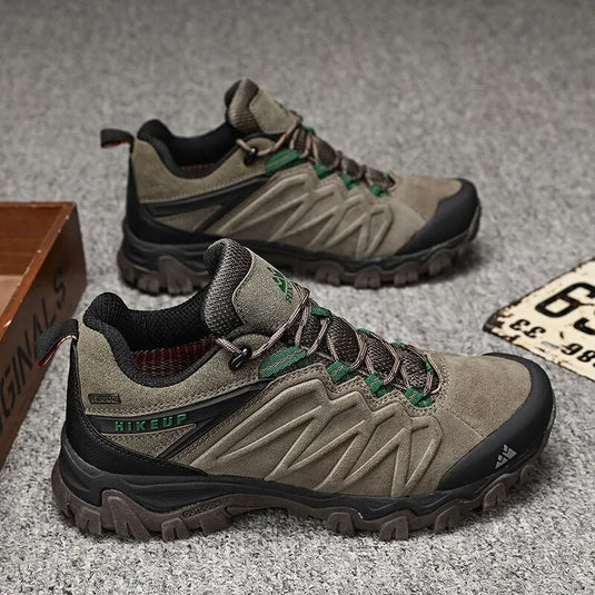 HIKEUP Men’s Leather Hiking Shoes – Durable Outdoor Trekking and Climbing Sneakers