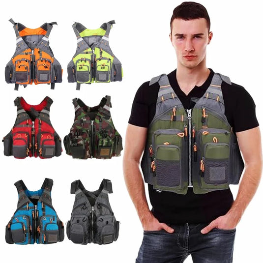 Outdoor Fishing Vest Sailing Life Jacket Vest Adjustable Breathable Foam Floating Polyester Mesh Design Safe Fishing Kayak Vest