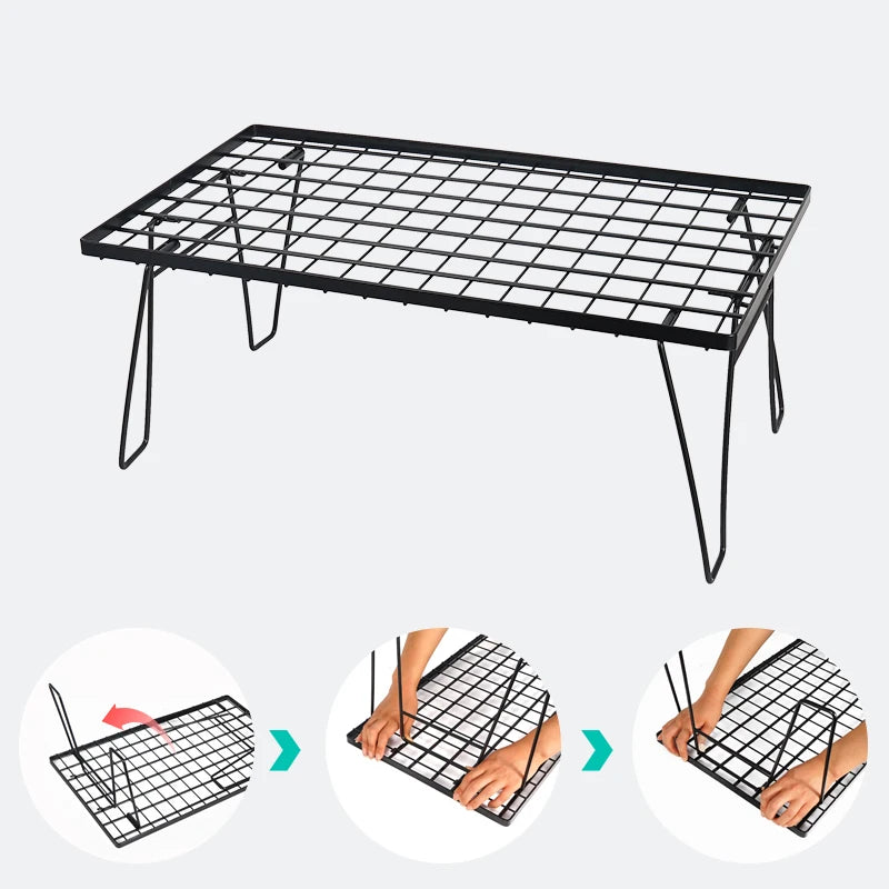 Load image into Gallery viewer, Folding Bamboo Mesh Camping Table | Portable BBQ Drain Storage Rack | Outdoor Dining Table
