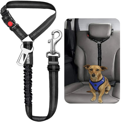 2-in-1 Reflective Pet Harness & Car Seat Belt Shock-Absorbing Travel Leash for Dogs and Cats