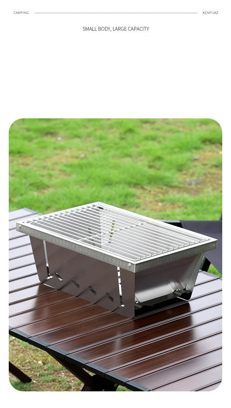 Load image into Gallery viewer, Stainless Steel Barbecue Grill Portable Outdoor Stove IGT Table Stove Folding Firewood Barbecue Camping Stove Heater Firepit
