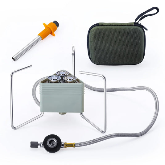 8000W Three Head Camping Gas Stove | Ultralight Folding Burner | Outdoor Cooking Hiking Picnic