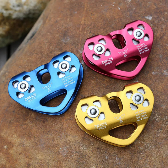 30kN Outdoor Rock Climbing Rescue Dual Pulley Zip Line Pulley Aluminum Magnesium Alloy Climbing Gear Hammock Hanging Device