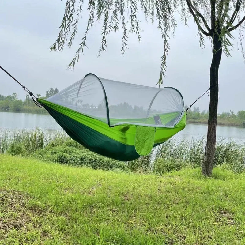 Load image into Gallery viewer, 250×120cm Camping Hammock with Mosquito Net – Lightweight, Breathable, and Insect-Proof Parachute Fabric Hammock
