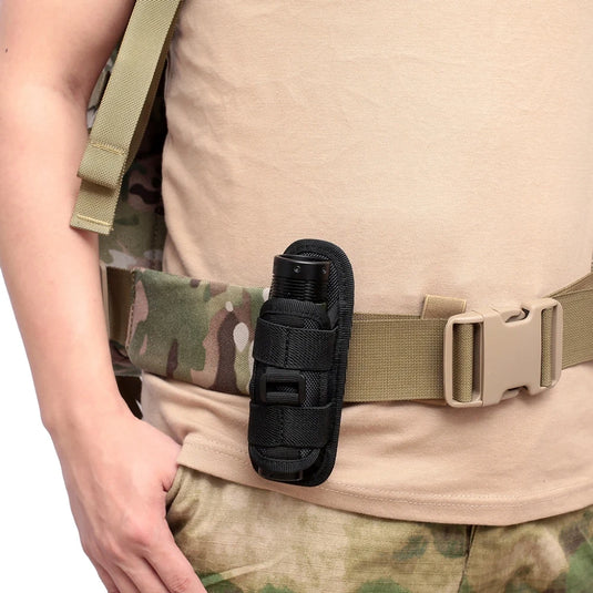 Tactical 360 Degrees Rotatable Flashlight Pouch Holster Torch Case For Belt Portable Torch Cover Holder Hunting