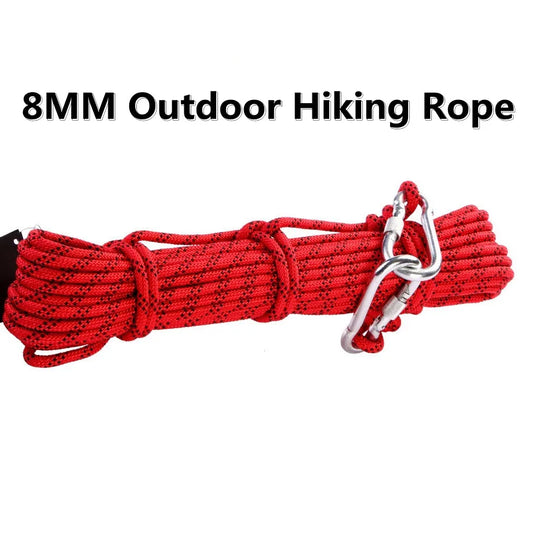 Outdoor Climbing Rope 10m/20m Emergency Rope Wear Resistant 8mm Diameter High Strength Survival Paracord Hiking Accessory Tool