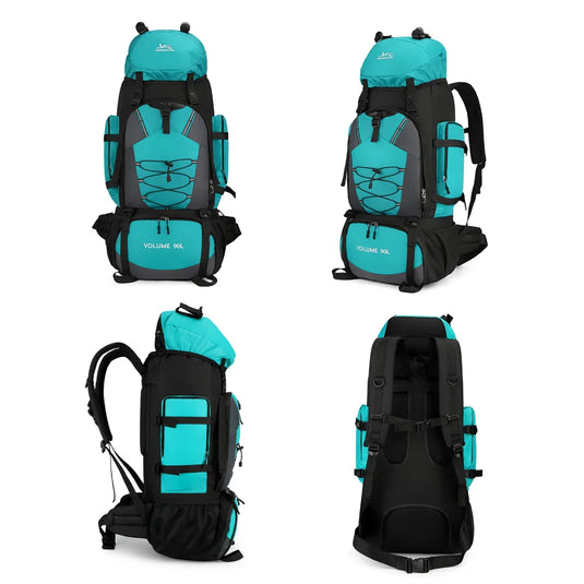 90L Hiking Camping Backpack with Rain Cover | Waterproof Trekking Rucksack | Large Climbing Travel Bag