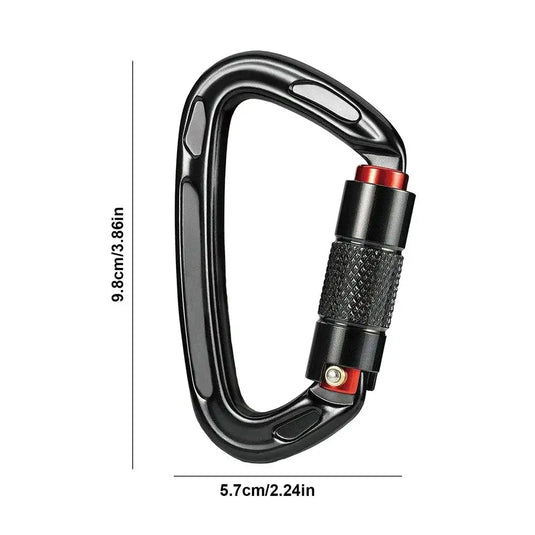 Aluminum Carabiner Clip D-Shaped Safe Lock Clip 24KN Safe Lock Clip Aluminum Carabiner D Ring Ergonomic For Securing Pets