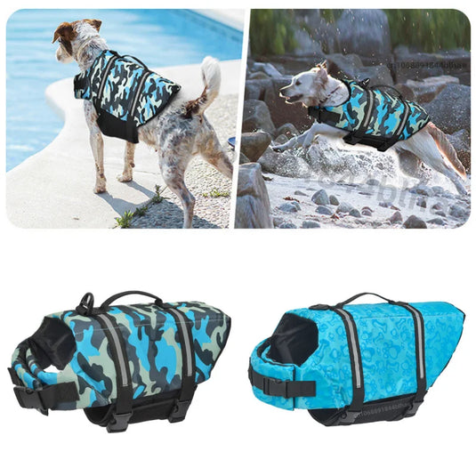 Adjustable Dog Life Jacket with Rescue Handle Sport Safety Rescue Vest Dog Clothes Puppy Float Swimming Suit for All Pet Dogs