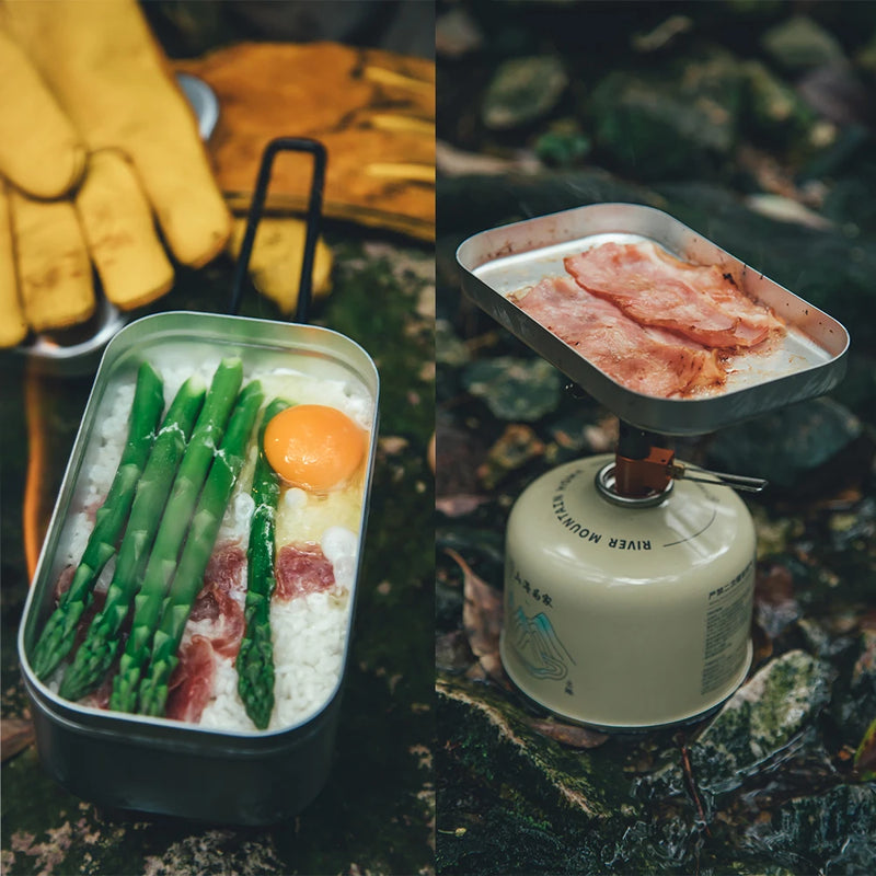 Load image into Gallery viewer, Fire-Maple Frost Lunch Box Lightweight Foldable Camping Bento Box Aluminium with Steaming Rack Heatable Picnic Cookware 800ML
