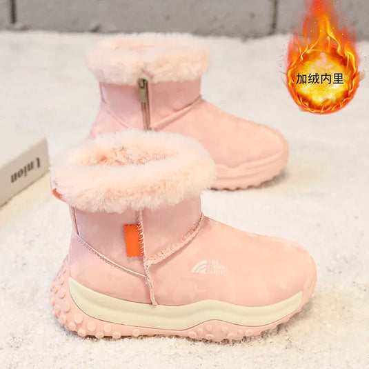 Furry Children Snow Boots Fashion Camouflage Girl Boy Velvet Thickened Non-slip Wear-resistant Elastic Comfort Child Cotton Shoe