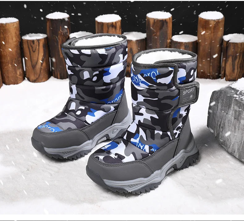 Load image into Gallery viewer, Hot Camouflage Children Snow Boots Hig Top Velvet and Thicken Kids Boot Girl Boys  Anti-slip Wear-resistant Shoe Child Snow Boot

