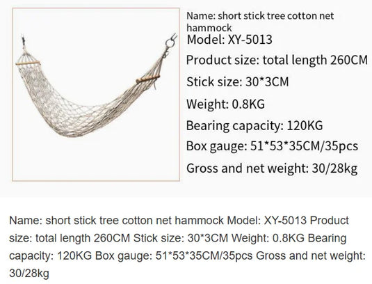 Anti-Rollover Cotton Rope Hammock – Outdoor Camping Swing for Adults & Kids