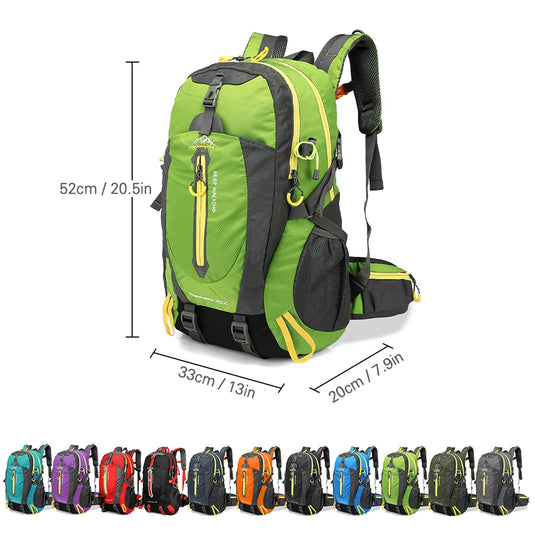 40L Water-Resistant Travel Backpack for Hiking, Camping Everyday Adventure