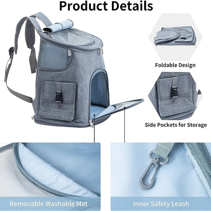Load image into Gallery viewer, Breathable Pet Travel Backpack Comfortable Carrier with Side Pockets for Small Dogs &amp; Cats
