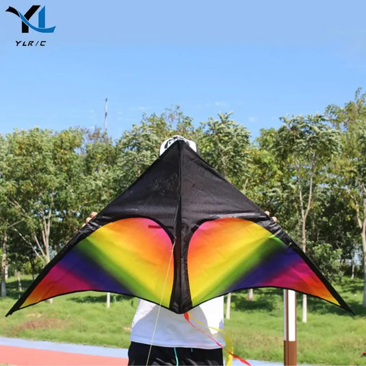 Big Triangle Rainbow Kite – Easy-to-Fly 2x3m Kite with Long Tail & Reel | Fun for Kids & Families