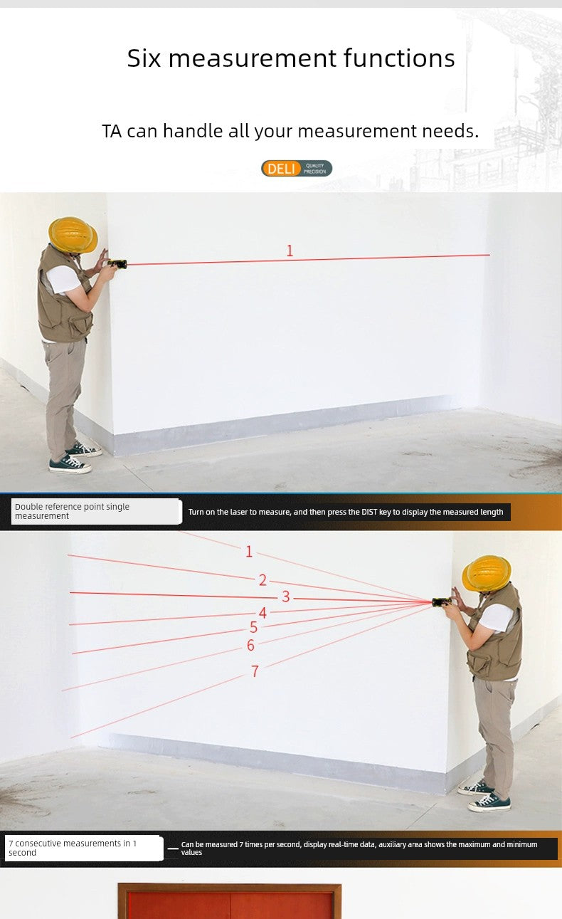 Load image into Gallery viewer, Deli Handheld Electronic Ruler Multi-Function Laser Rangefinder
