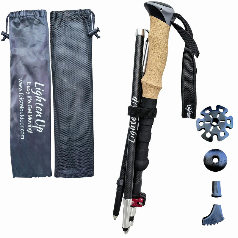 Load image into Gallery viewer, Lighten Up Carbon Fibre Trekking Poles | EVA Cork Adjustable Walking Sticks Ultralight
