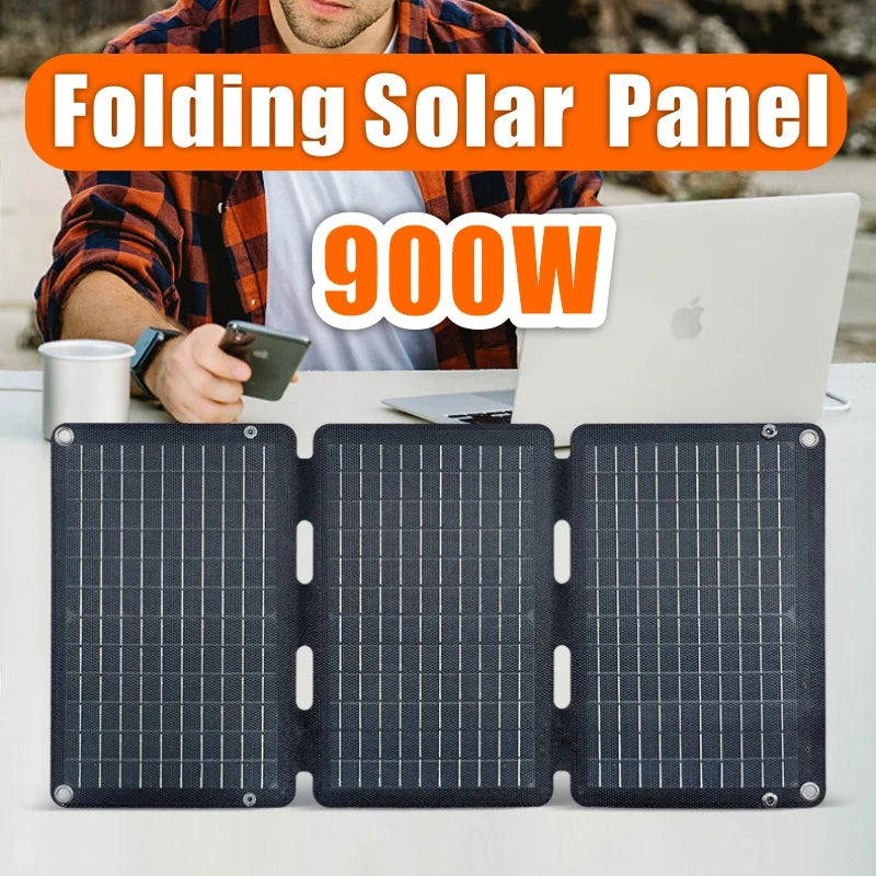 Load image into Gallery viewer, 900W Foldable Monocrystalline Solar Panel | Portable USB Type-C Solar Charger | Camping Hiking Generator
