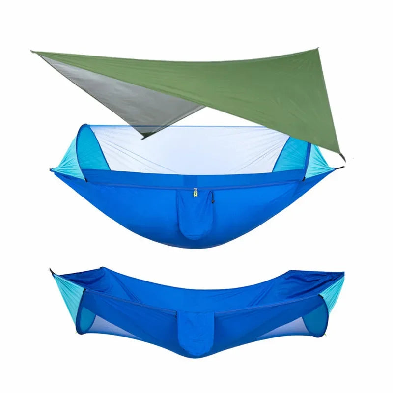 Load image into Gallery viewer, Camping Hammock with Mosquito Net and Rain Fly – 2-Person Portable Outdoor Hammock for Backpacking, Travel, Survival
