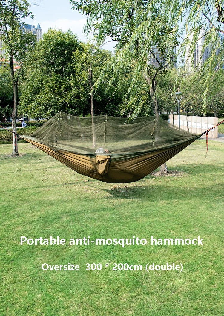 Load image into Gallery viewer, Double Mosquito Net Hammock, Outdoor Camping, Anti-Rollover, Oversized Umbrella Cloth, Anti-Rollover Cloth, 300 × 200cm
