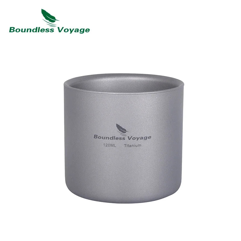 Load image into Gallery viewer, Titanium Double Wall Camp Cup Set | 120ml–450ml Insulated Teacup Coffee Mug | Outdoor Tableware
