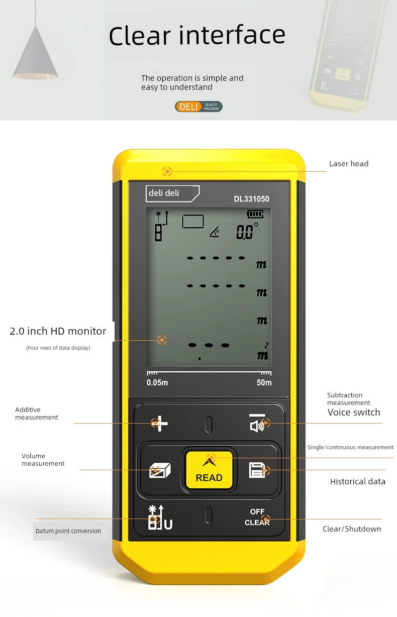 Load image into Gallery viewer, Deli Handheld Electronic Ruler Multi-Function Laser Rangefinder
