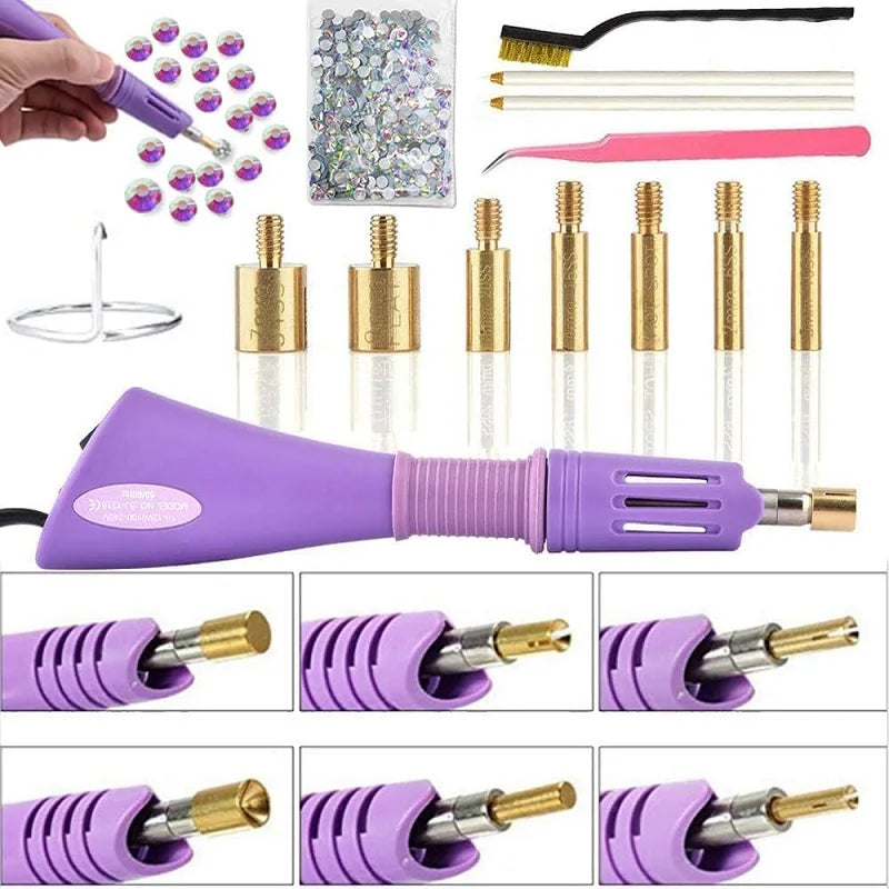 Load image into Gallery viewer, Rhinestone Setter, Hot Fix Applicator Tool Bedazzler Kit with rhinestones, Tool Gun, Hot Fixed Wand for Clothes Clothing Fabric
