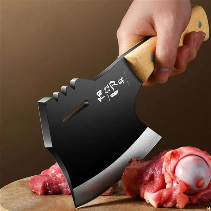 Load image into Gallery viewer, High Hardness Thickened Bone Chopping Axe for Butchers Kitchen Knife Black Wood Handle Forged Forged Bone Chopping Knife
