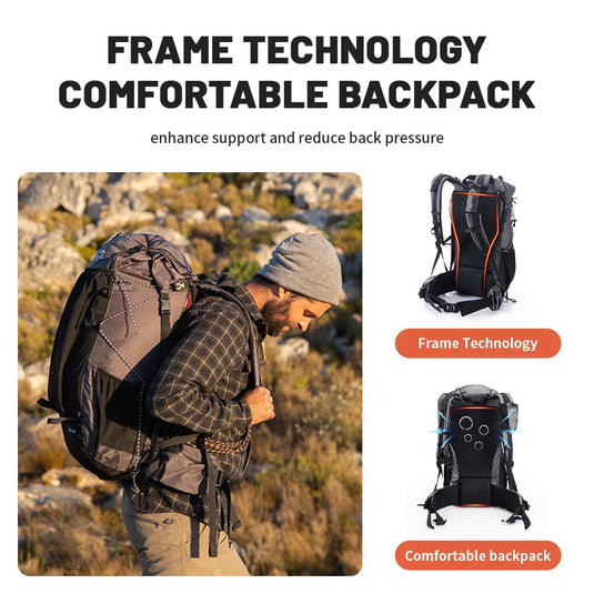 0+5L Hiking Backpack with Rain Cover | Ergonomic Internal Frame Pack | Camping Travel Bag