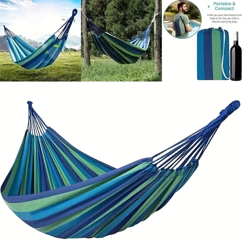 Load image into Gallery viewer, 450lb Heavy-Duty Cotton Camping Hammock – Thickened Canvas with Anti-Roll Beams
