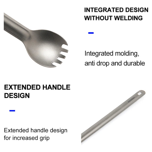 Titanium Camping Spork | Ultralight Fork Spoon Tableware | Hiking Picnic Travel Dinnerware