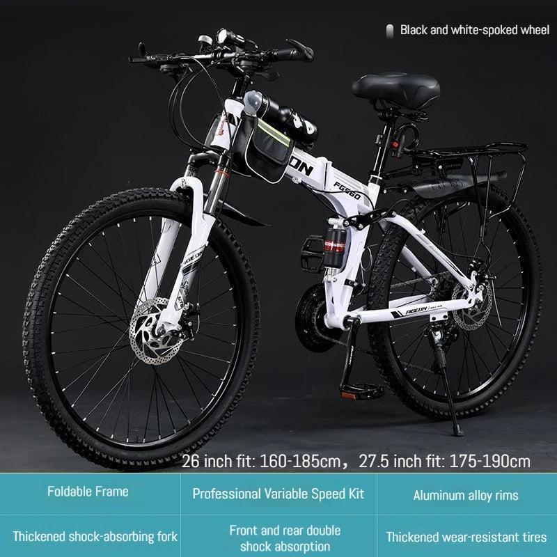 Load image into Gallery viewer, 27.5-Inch Folding Mountain Bike – Off-Road, Shock-Absorbing Bicycle with Disc Brakes
