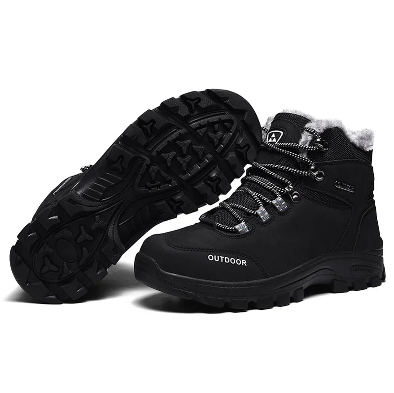 Load image into Gallery viewer, Men&#39;s outdoor hiking shoes waterproof wear mountain running travel high top plus velvet boots field hiking tactical boots
