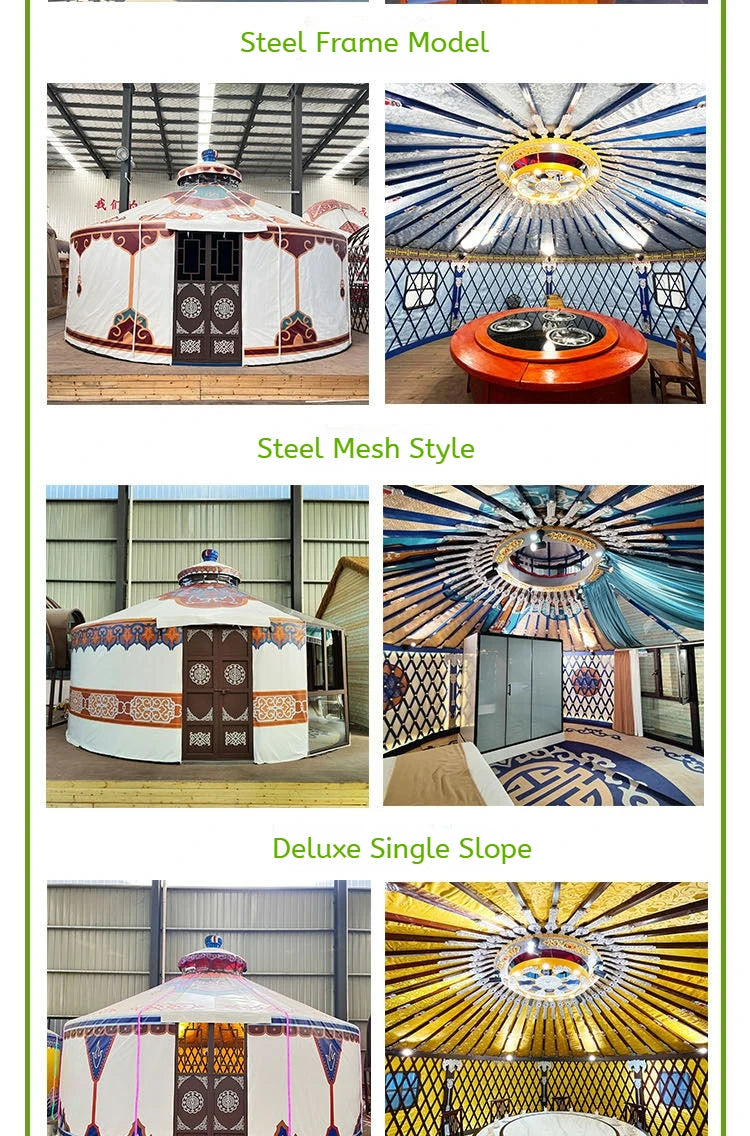 Load image into Gallery viewer, 2024 Large New Yurt Tents Double Slope Steel Bamboo Mongolian Glamping Yurt Water Resistant PVC Farmhouse Restaurant Barbecue
