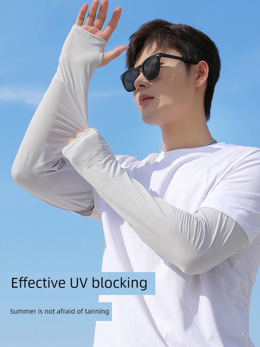 Men Ice Silk Long Widened Ice Sleeve Summer Plus Size Loose Sun Protection Oversleeve UV Protection Sleeves Arm Oversleeve