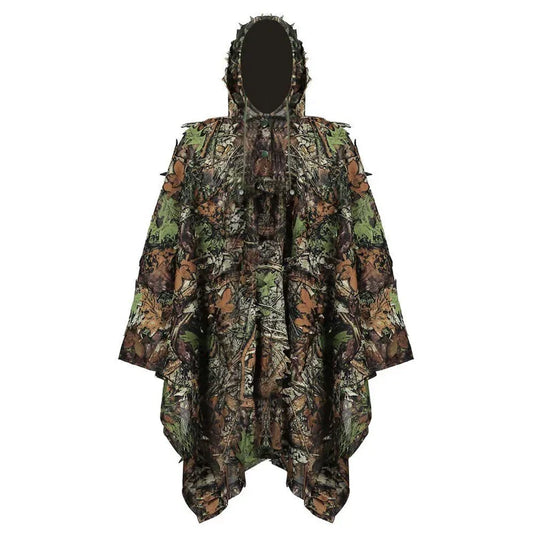 Hunting Camo 3D Leaf cloak Yowie Ghillie Breathable Open Poncho Type Camouflage Birdwatching Poncho Windbreaker Sniper Suit Gear